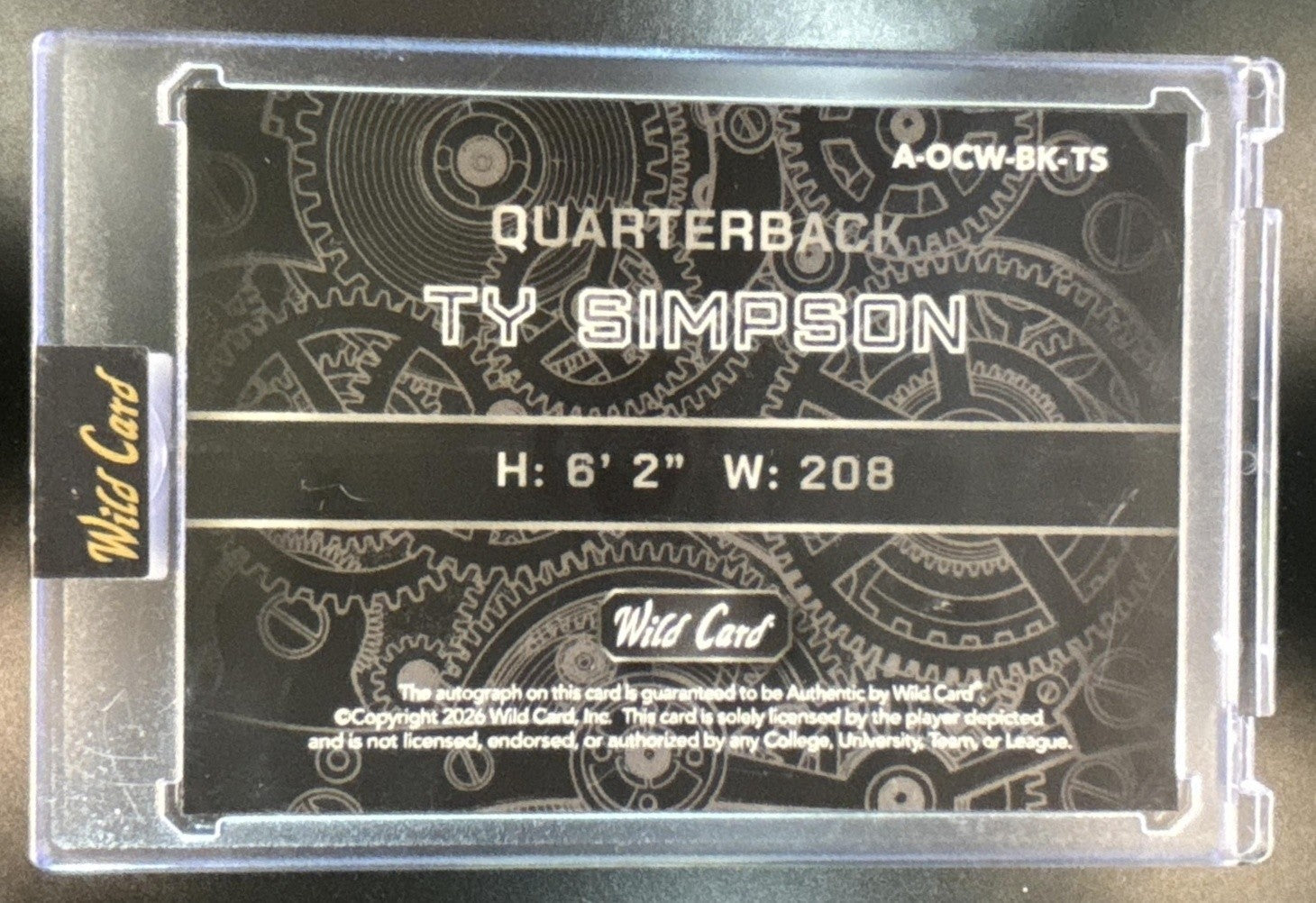 2026 Wild Card QB1 On The Clock Ty Simpson Auto 1/2 - Sports Cards