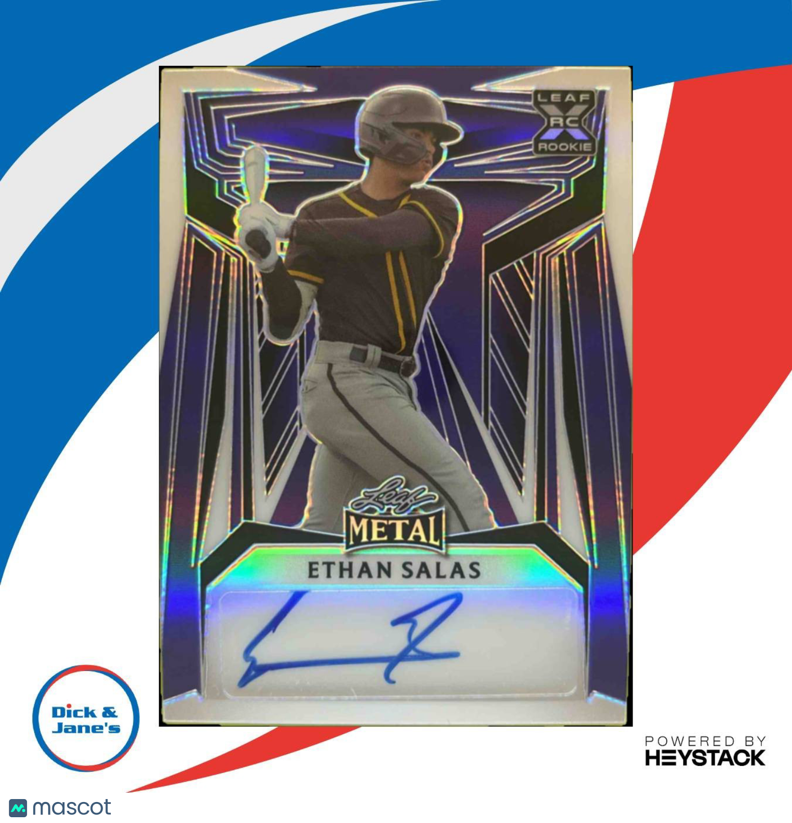 22023 Leaf Metal Ethan Salas Auto (XRC) Purple 3/8 #BA-ES2 RC San Diego Padres - Sports Cards