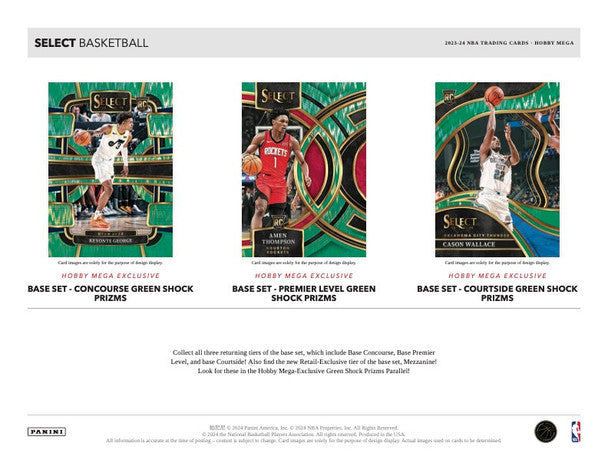 2023/24 Panini Select NBA Basketball HOBBY Exclusive MEGA Box (Green SHOCK Prizm Exclusive, Zebra / Tigers)