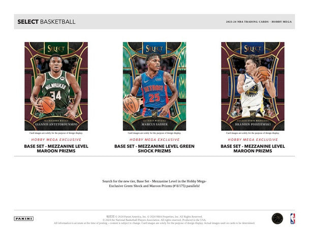 2023/24 Panini Select NBA Basketball HOBBY Exclusive MEGA Box (Green SHOCK Prizm Exclusive, Zebra / Tigers)