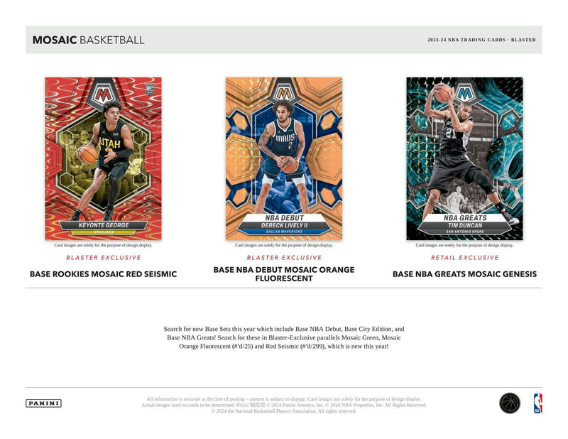 2023/24 Panini Mosaic Basketball 6 Pack Blaster Box (Four Prizms / Three Inserts Per Box)