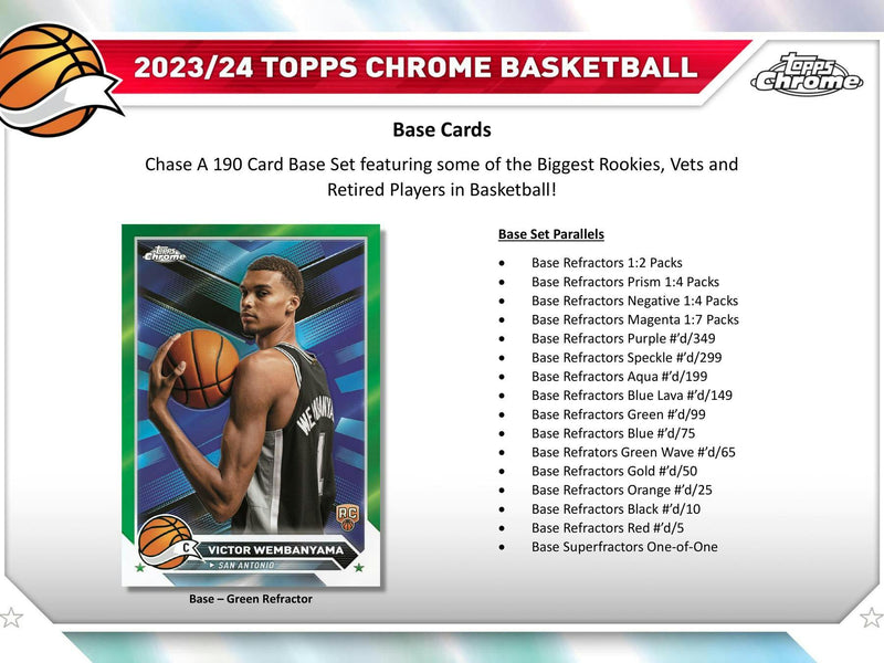 PACK OF 2023/24 Topps Chrome Basketball Hobby (8 Cards/Pack) Random Pack