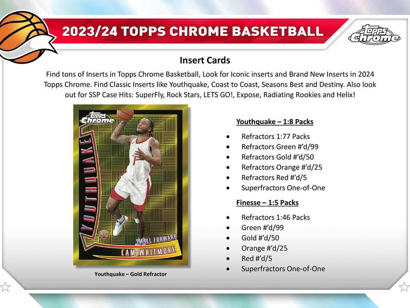 PACK OF 2023/24 Topps Chrome Basketball Hobby (8 Cards/Pack) Random Pack