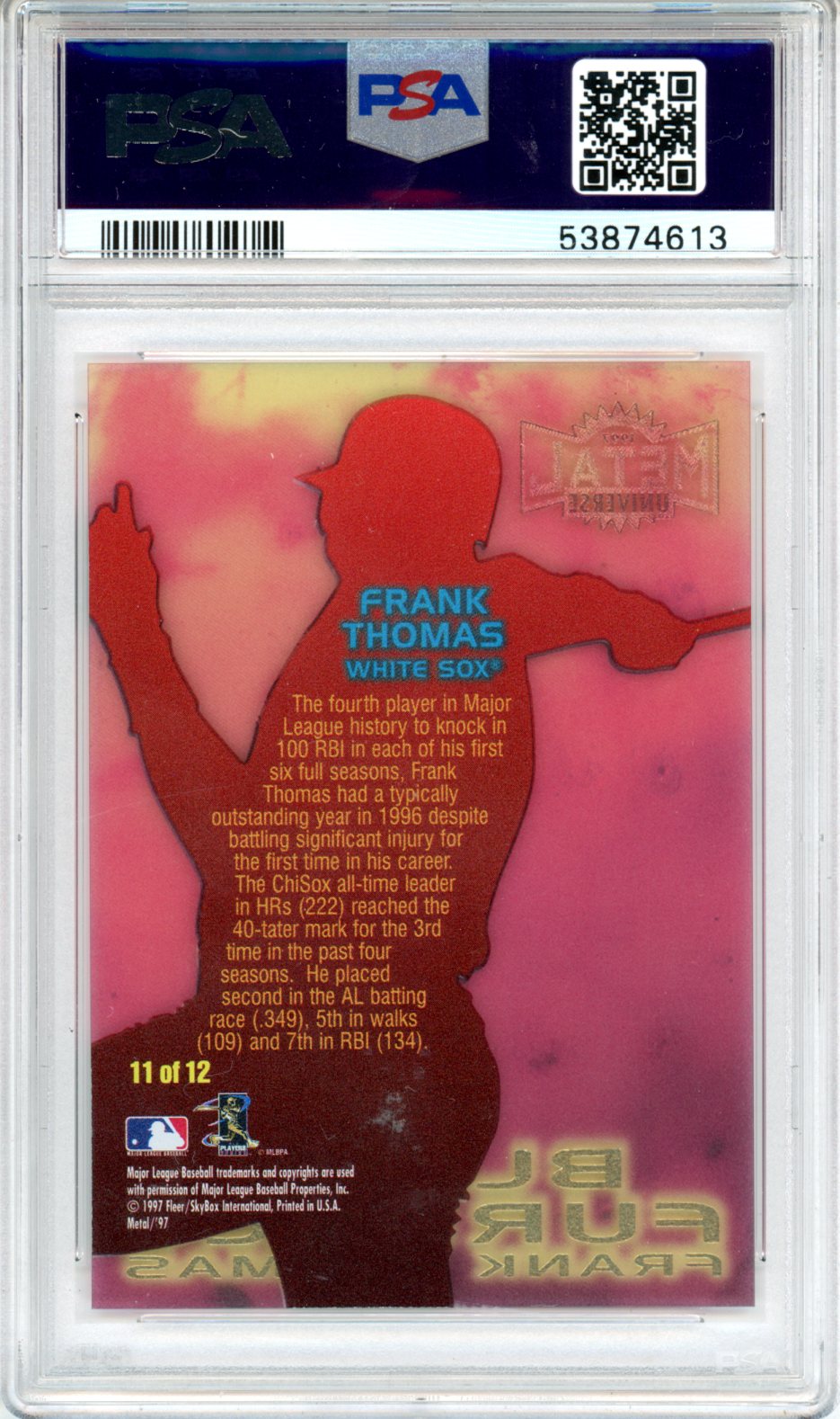 1997 Metal Universe Blast Furnace Frank Thomas #11 PSA 10