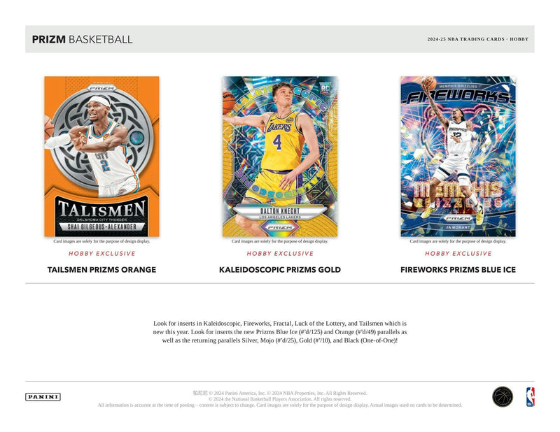 One Pack of 2024/25 Panini Prizm Basketball Hobby