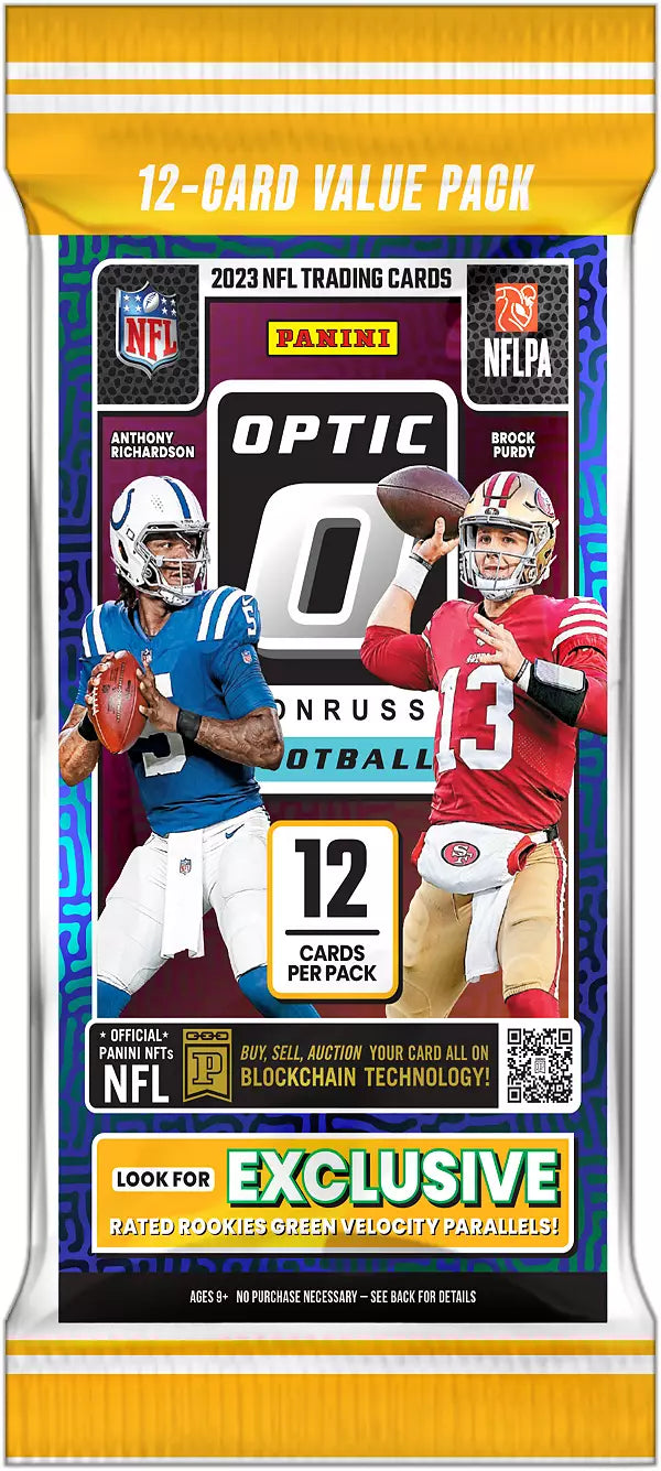 ONE VALUE PACK of 2023 Panini Donruss Optic NFL Football Value Packs (Green Velocity)