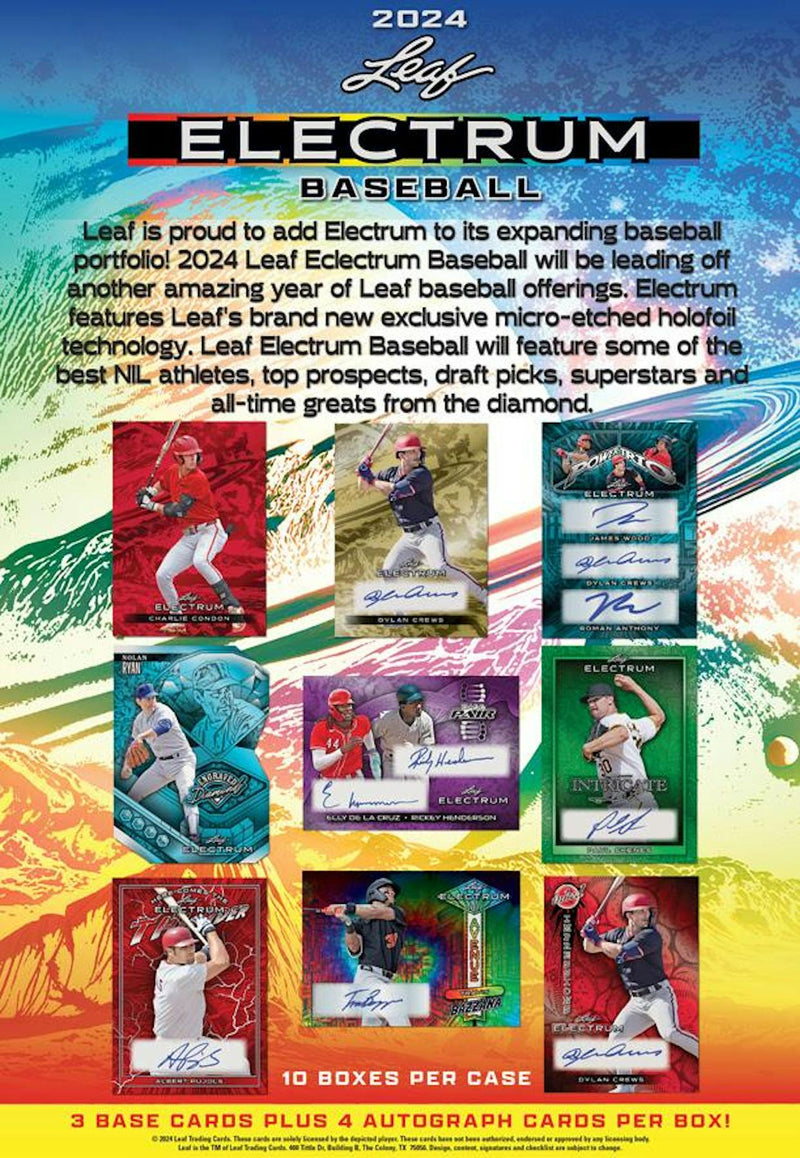 2024 Leaf Electrum Baseball Hobby Box (4 Autos) Dylan Crew, Skenes, Pujols More ...