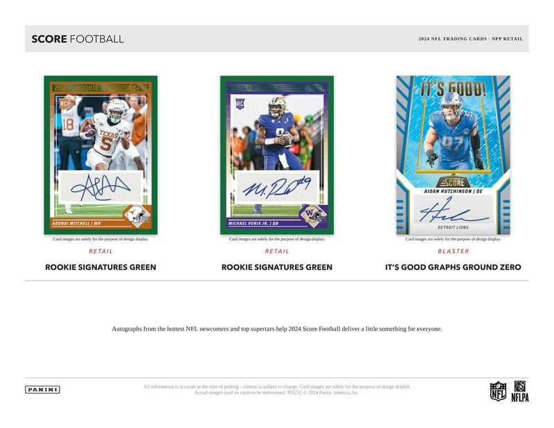 2024 Panini Score Football Blaster Box (Green Parallels)