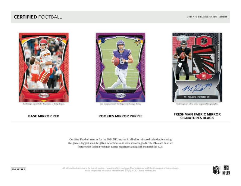 2024 Panini Certified NFL Football Hobby Box ( 2 Auto + 2 Mem Cards / Box )