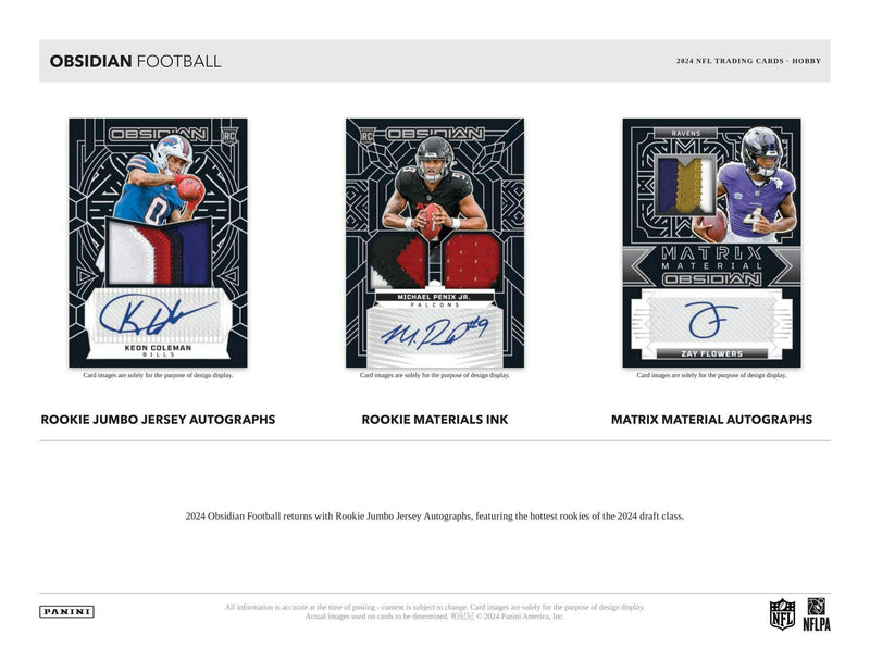 2024 Panini Obsidian Football Hobby Box (2 Autos / 2 Mems)