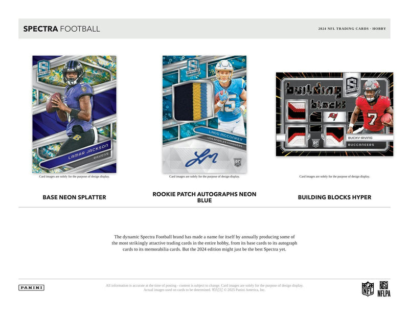 2024 Panini Spectra NFL Football Tracing Cards Hobby Box ( 4 Auto + 4 Mem )