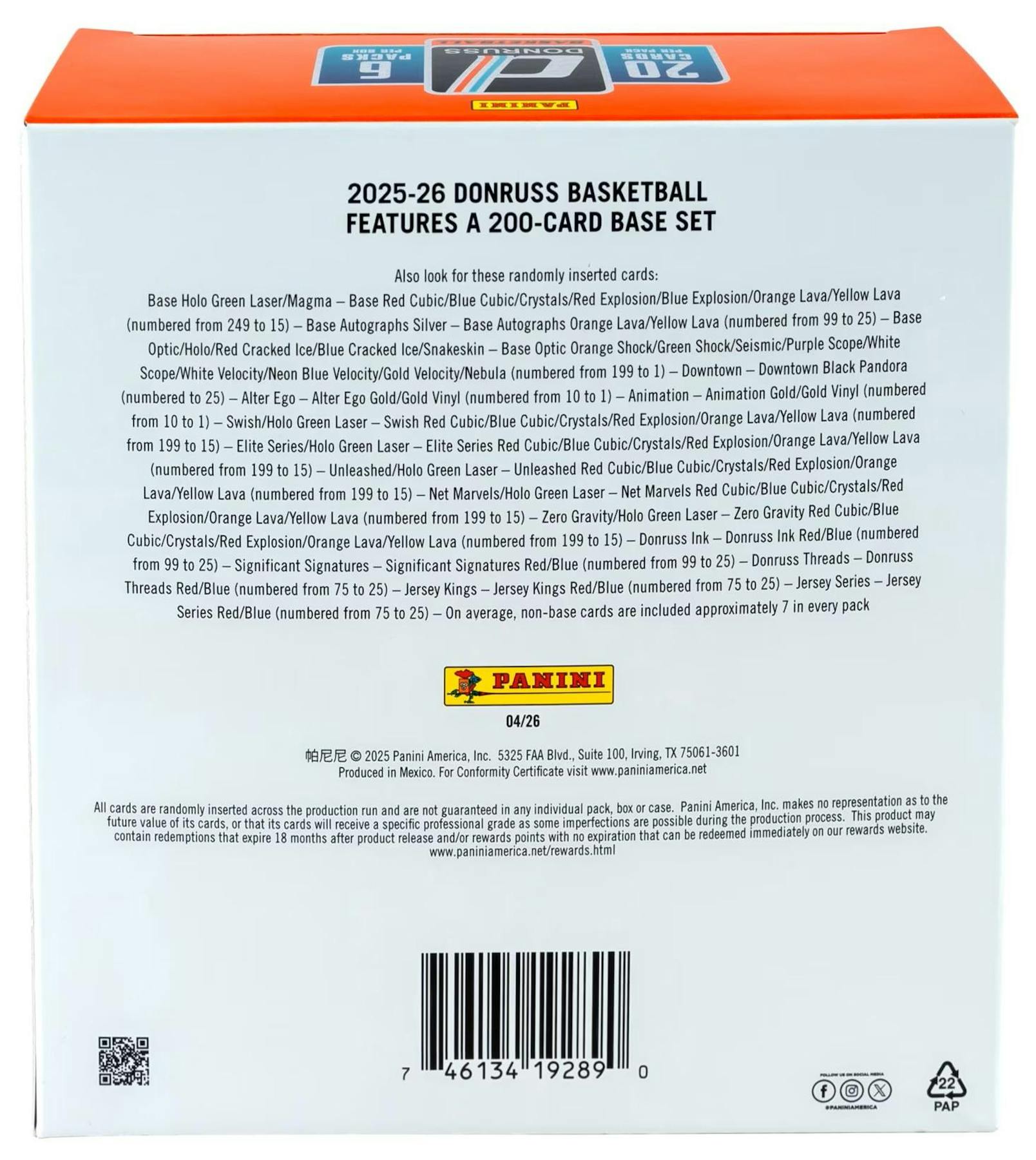 2025/26 Panini Donruss Basketball Mega Box (2 Auto or Mem)