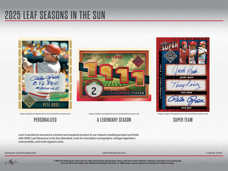 2025 Leaf Seasons in the Sun Baseball Hobby Box (Babe Ruth, Jackie Robinson, and more)