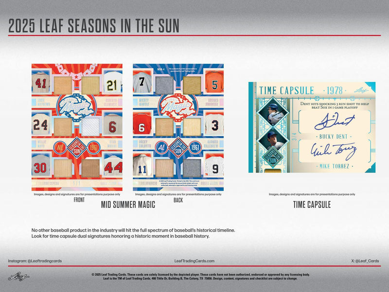 2025 Leaf Seasons in the Sun Baseball Hobby Box (Babe Ruth, Jackie Robinson, and more)