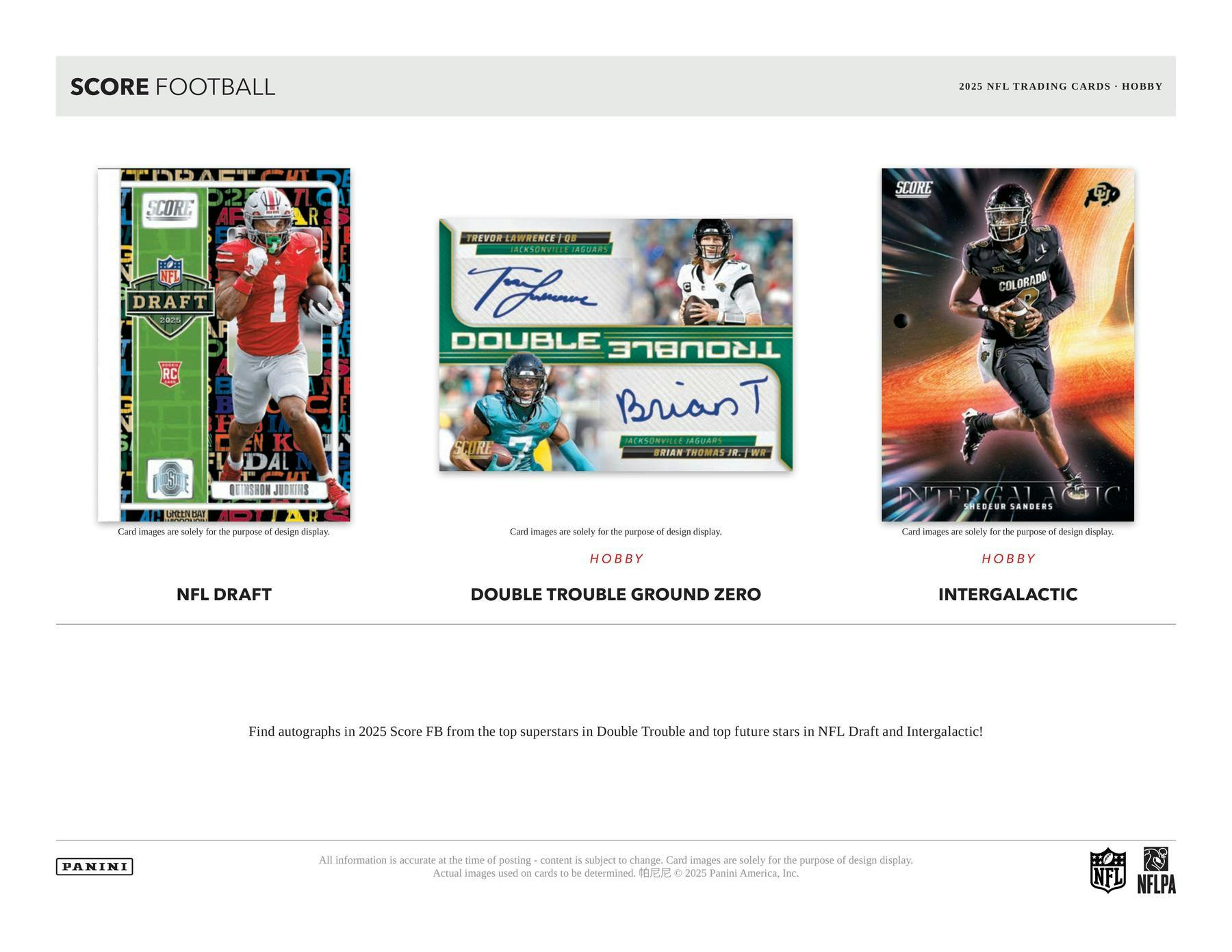 2025 Panini Score Football Hobby Box (4 Autogtaphs) (10 Jumbo Packs)