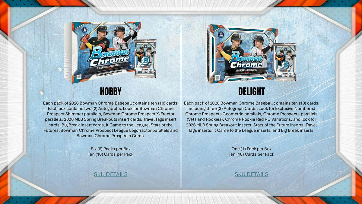 2026 Bowman Chrome Baseball Hobby Box (2 Autos)