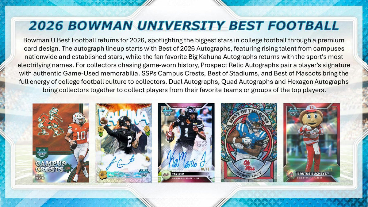 2026 Bowman University Best Football Hobby Box (4 Autos)