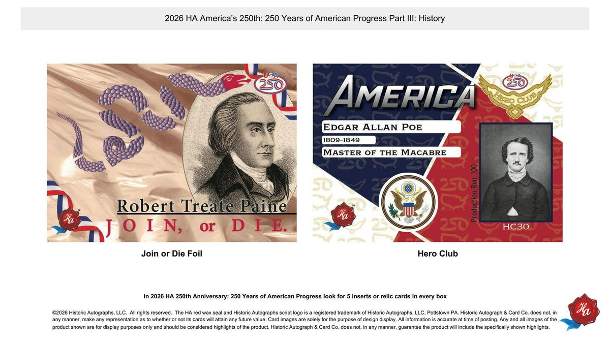 2026 Historic Autographs America's 250th Anniversary Part 3: History Hobby Box
