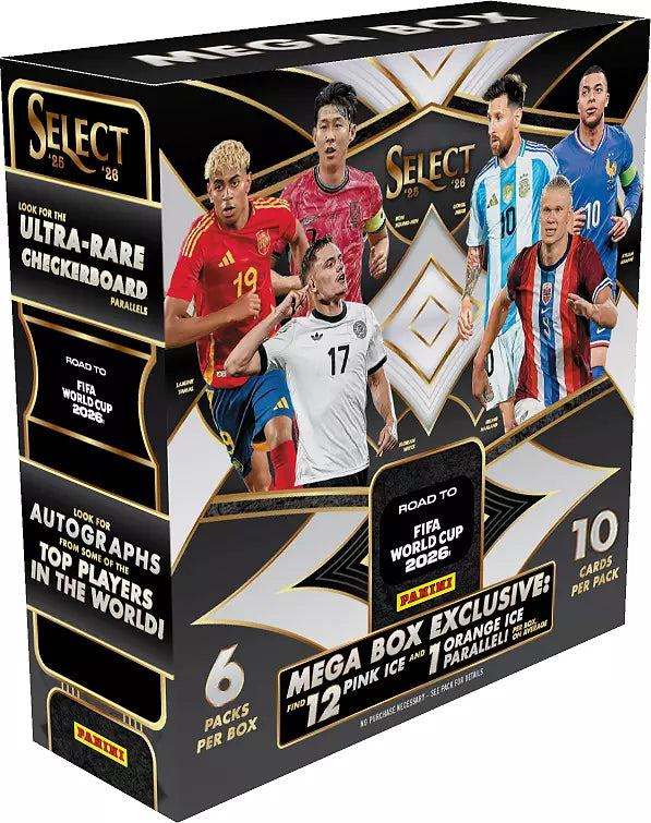 2025/26 Panini Select Road to FIFA World Cup Soccer Mega Box (Orange Ice)