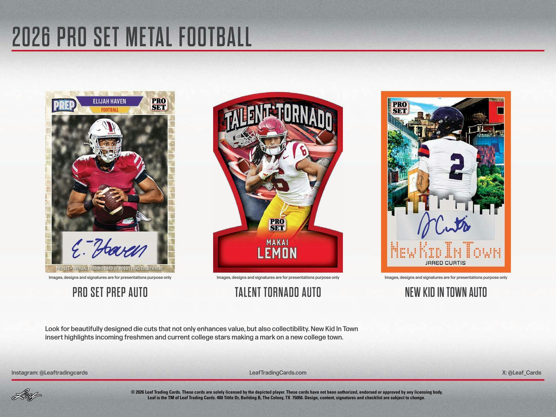 2026 Leaf Pro Set Metal Football Hobby Box (5 Auto)