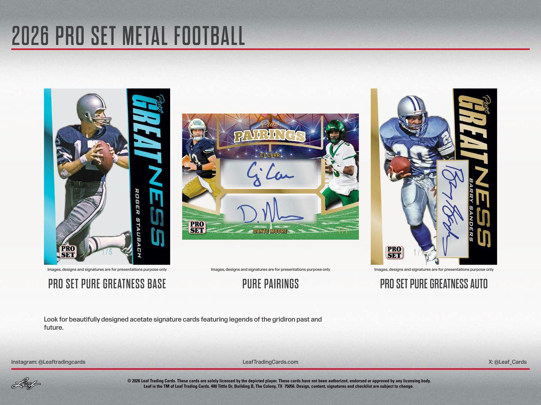 2026 Leaf Pro Set Metal Football Hobby Box (5 Auto)