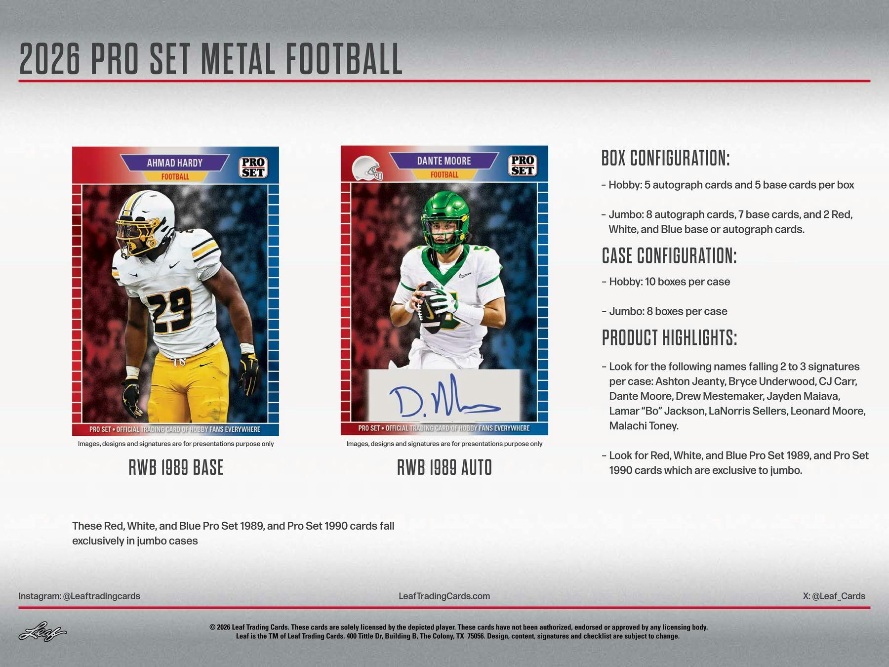 2025 Leaf Metal Football Hobby Box (4 + 1 Hobby Auto)