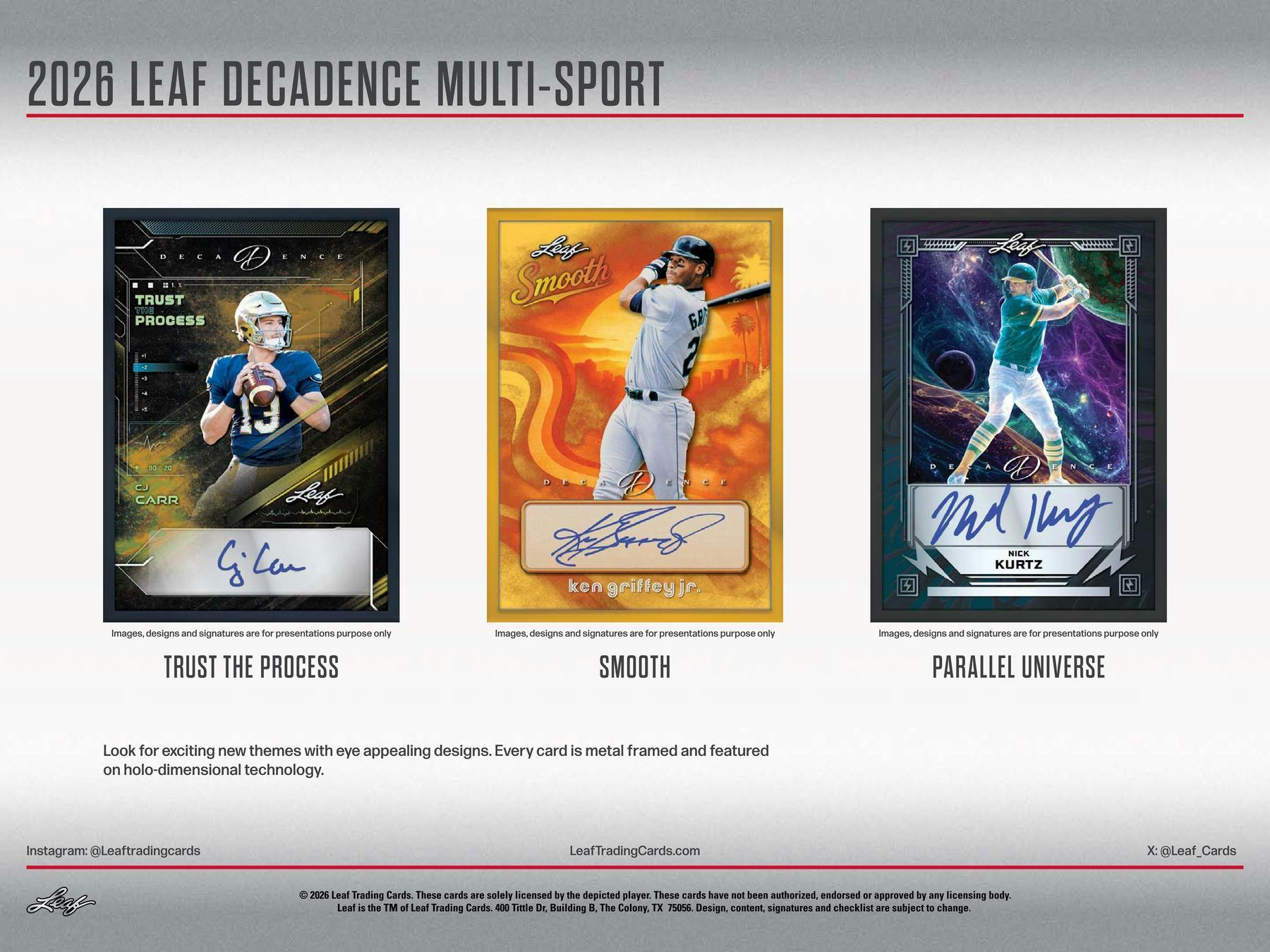 2026 Leaf Decadence Multisport Hobby Box (3 Autograph Cards)