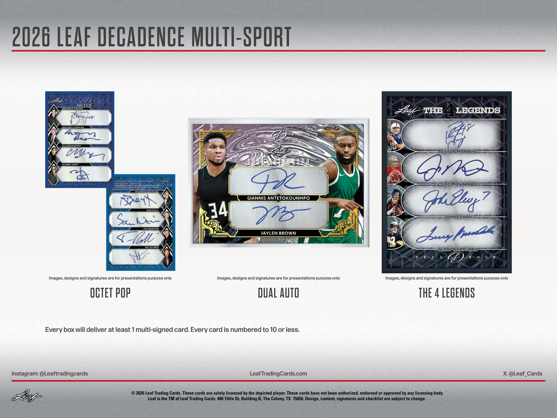 2026 Leaf Decadence Multisport Hobby Box (3 Autograph Cards)