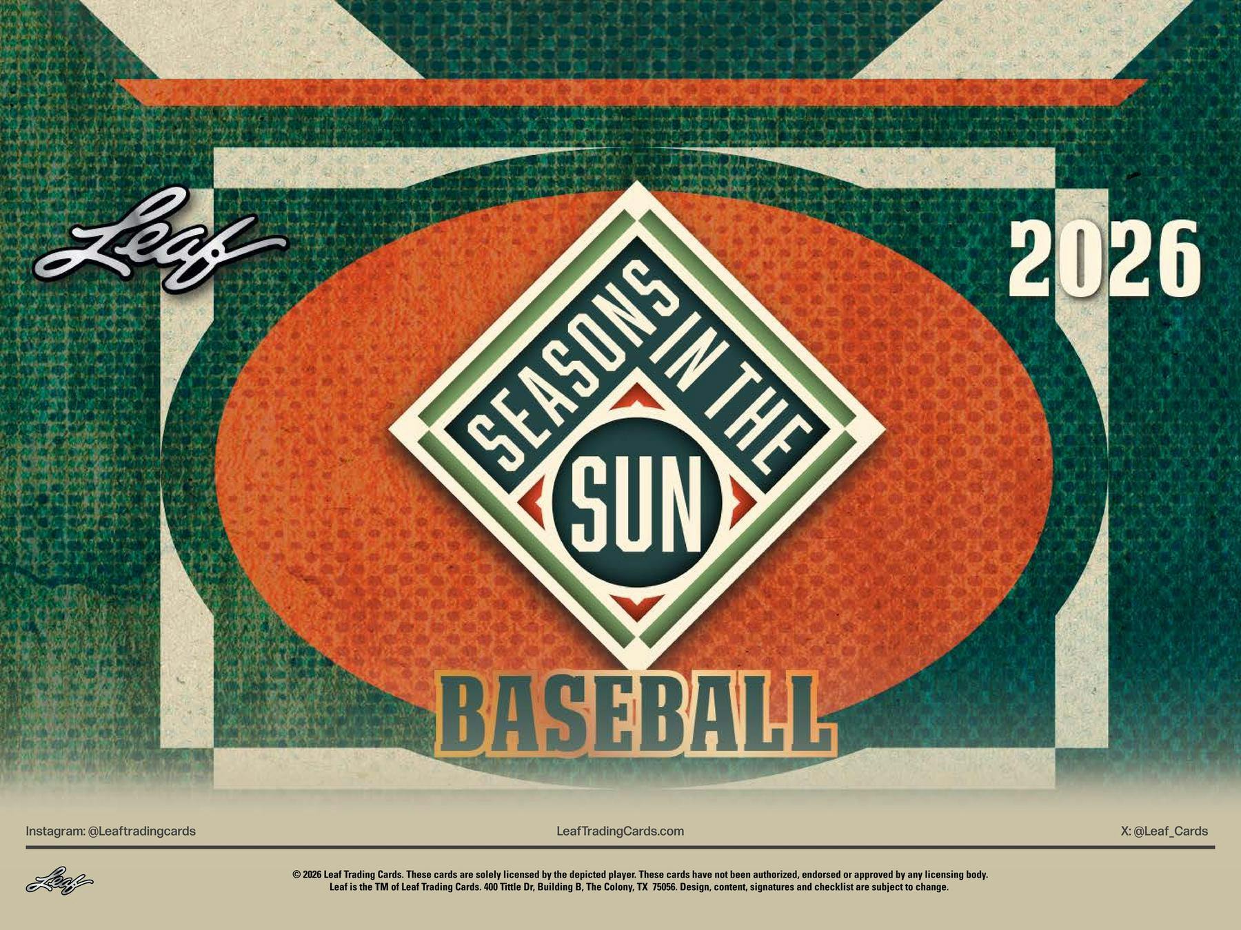 2026 Leaf Seasons in the Sun Baseball Hobby Box (4 Premium Hits)
