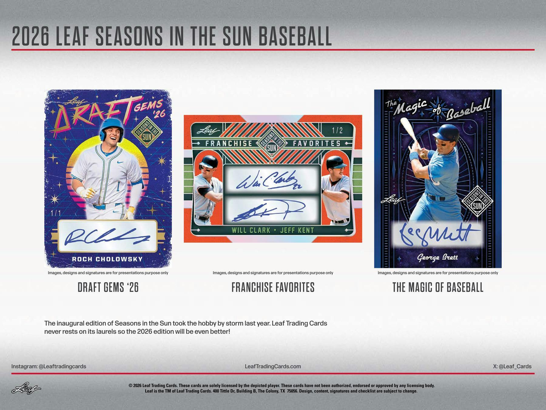 2026 Leaf Seasons in the Sun Baseball Hobby Box (4 Premium Hits)