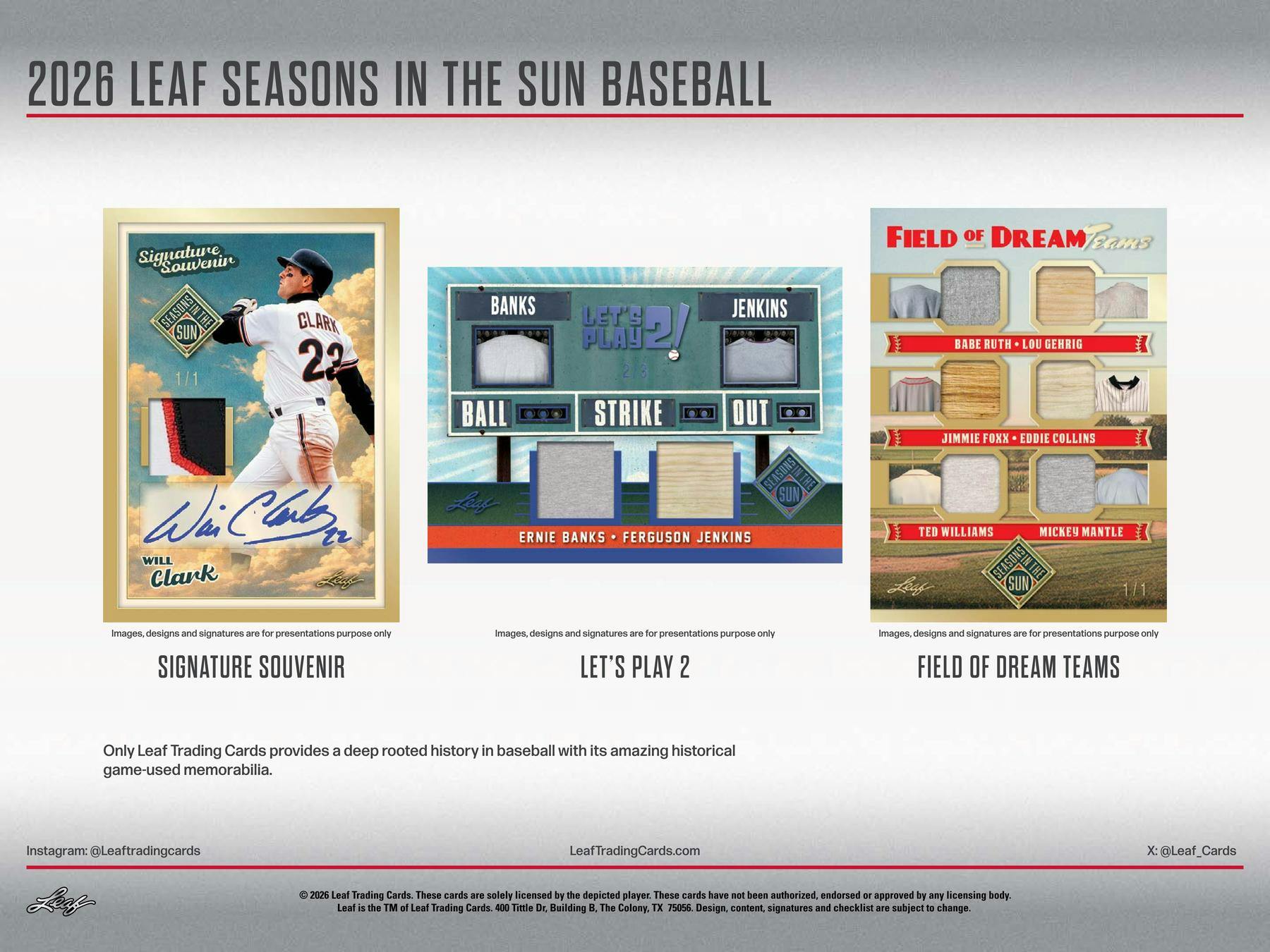 2026 Leaf Seasons in the Sun Baseball Hobby Box (4 Premium Hits)