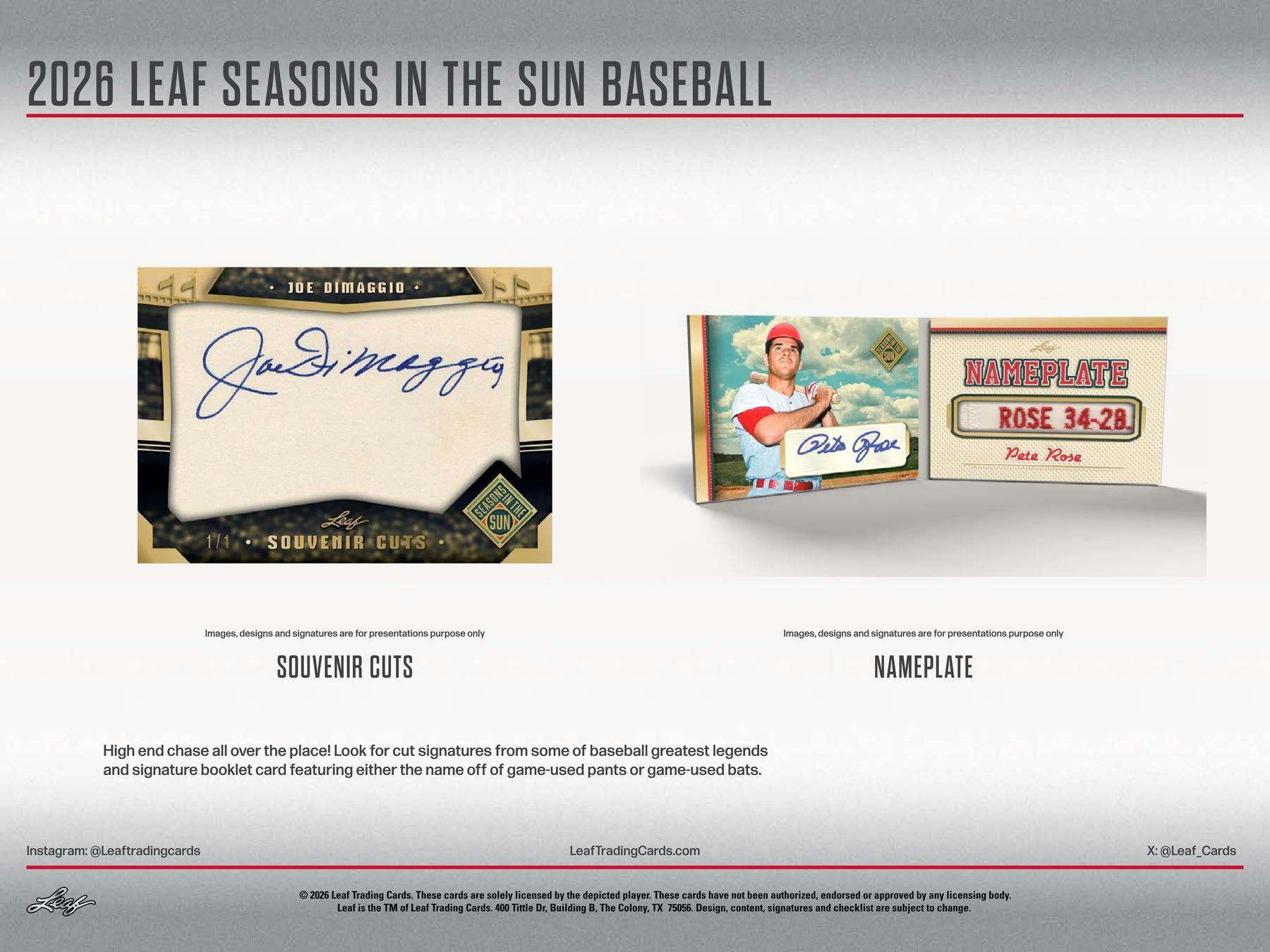 2026 Leaf Seasons in the Sun Baseball Hobby Box (4 Premium Hits)