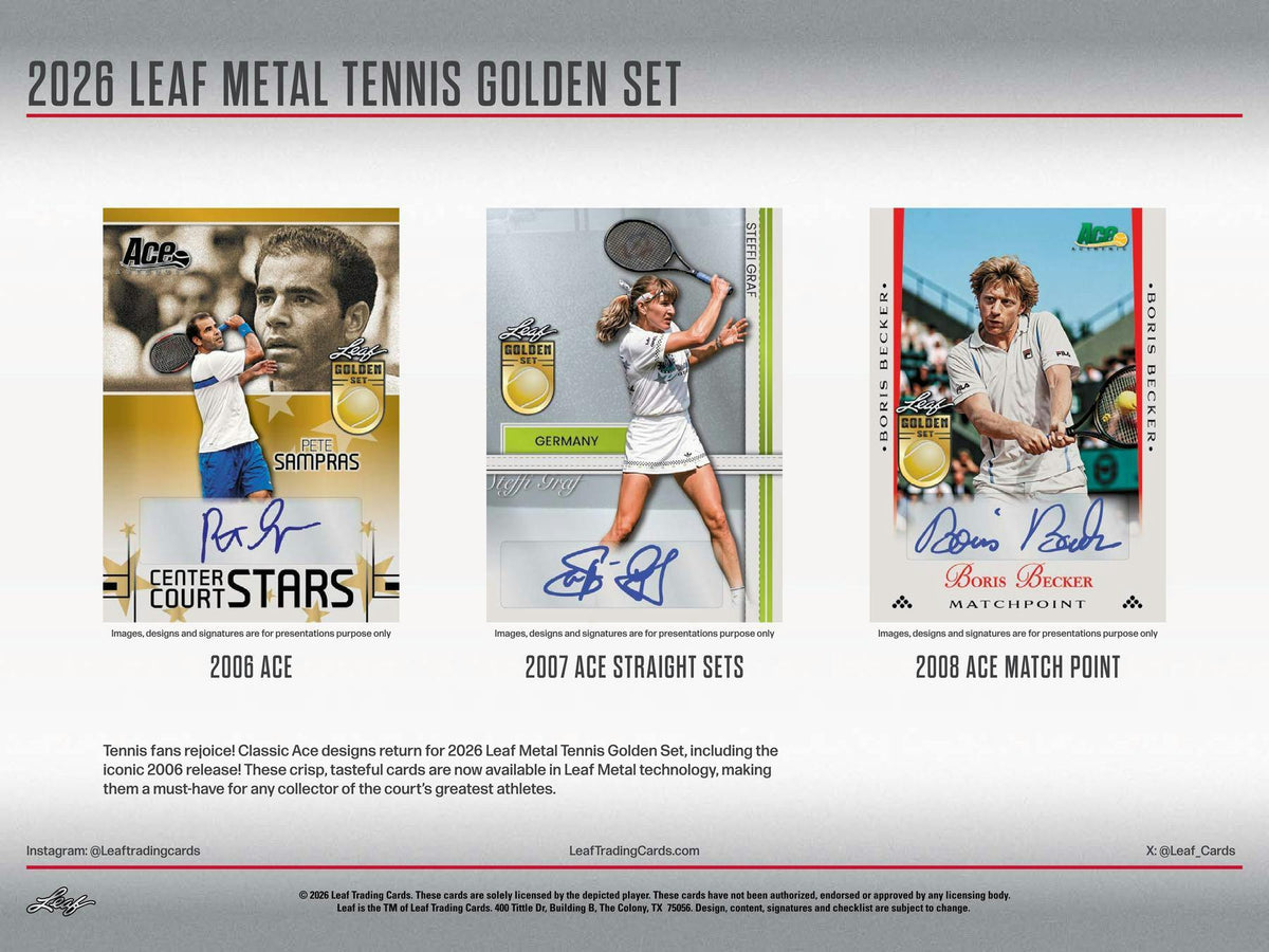 2026 Leaf Metal Tennis Golden Set Hobby Box (2 Autos)