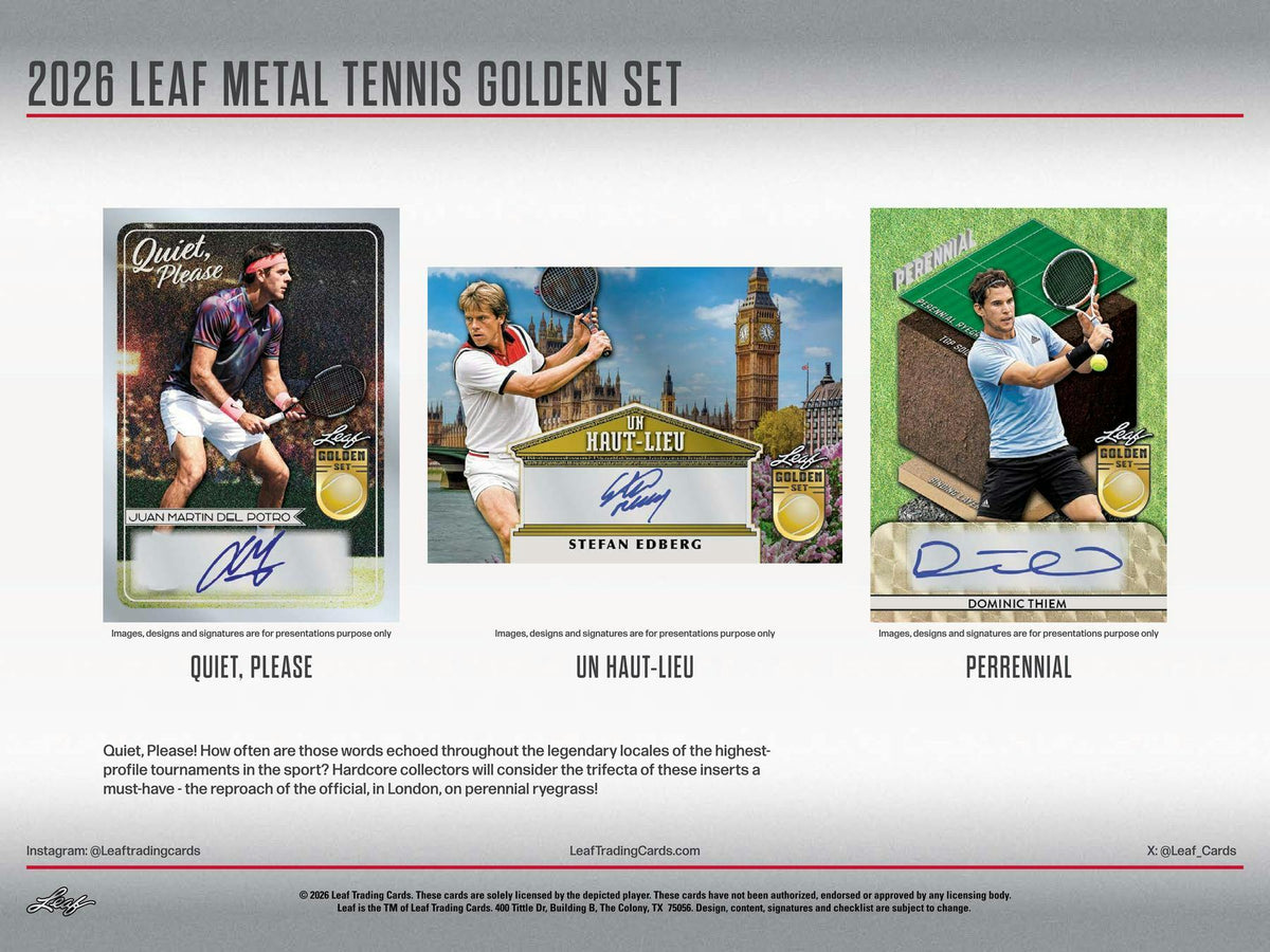 2026 Leaf Metal Tennis Golden Set Hobby Box (2 Autos)