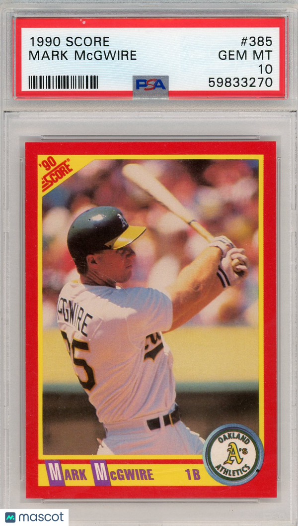 1990 Score Mark McGwire #385 PSA 10 GEM MINT Oakland Athletics