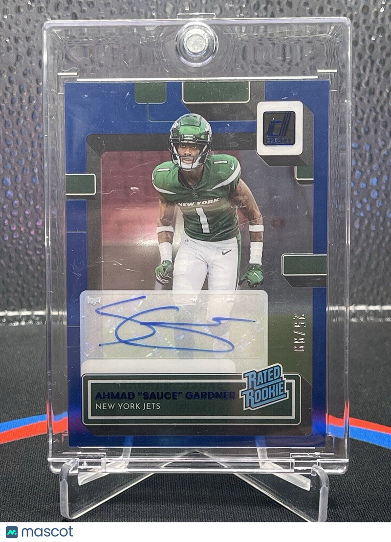 2022 Donruss Clearly Ahmad Gardner Sauce Rated Rookie Auto Blue /99 Jets SSP
