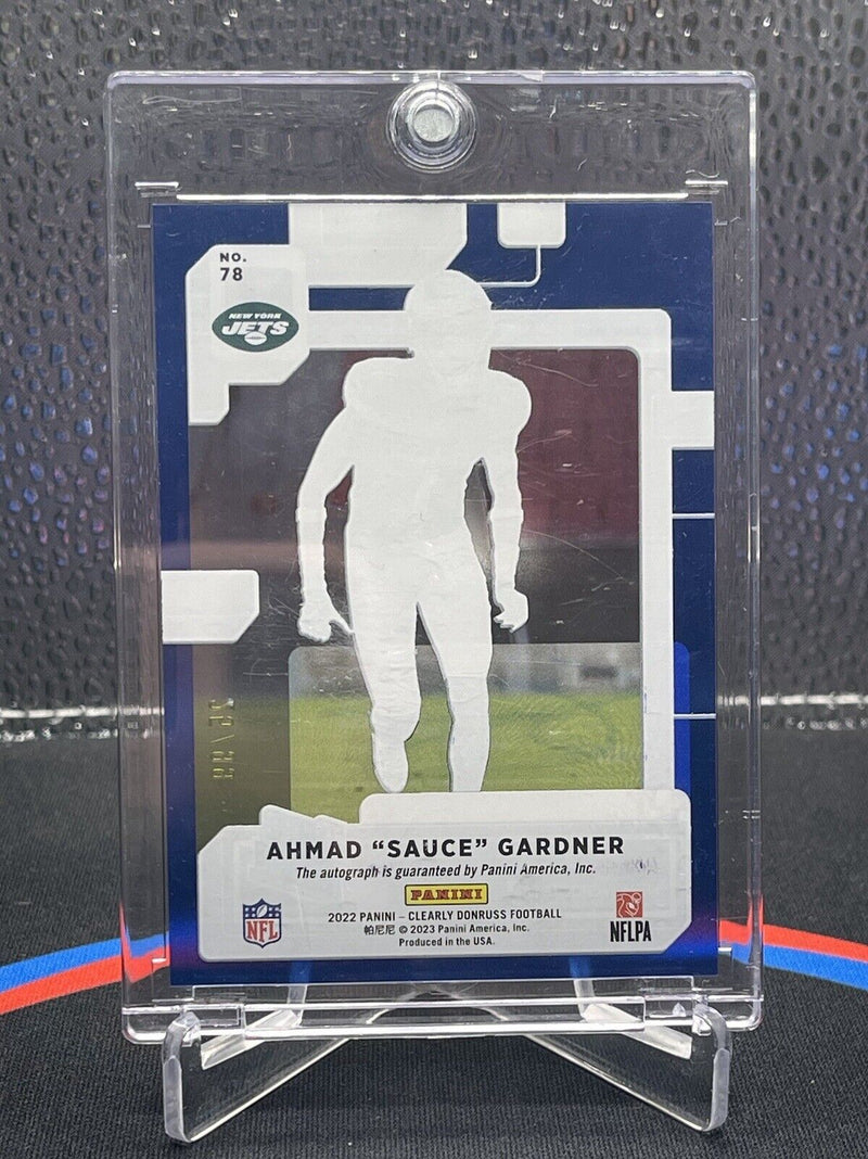 2022 Donruss Clearly Ahmad Gardner Sauce Rated Rookie Auto Blue /99 Jets SSP