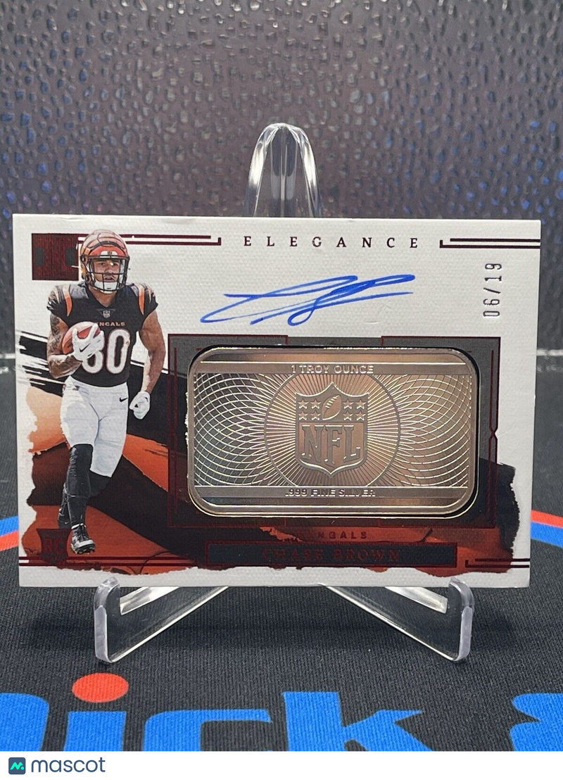 2023 Panini Impeccable Elegance Chase Brown RC Auto Silver 1 Ounce Bar 6/19