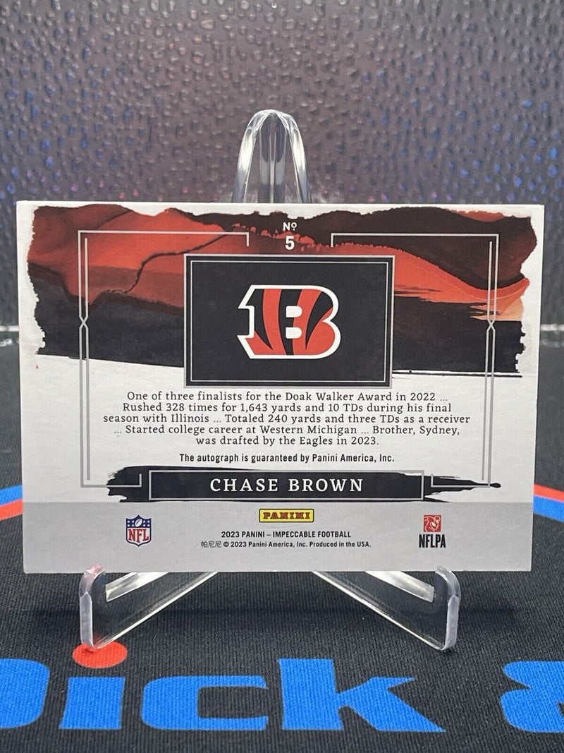 2023 Panini Impeccable Elegance Chase Brown RC Auto Silver 1 Ounce Bar 6/19