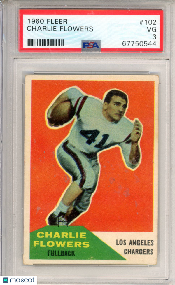 1960 Fleer Charlie Flowers #102 PSA 3 Football