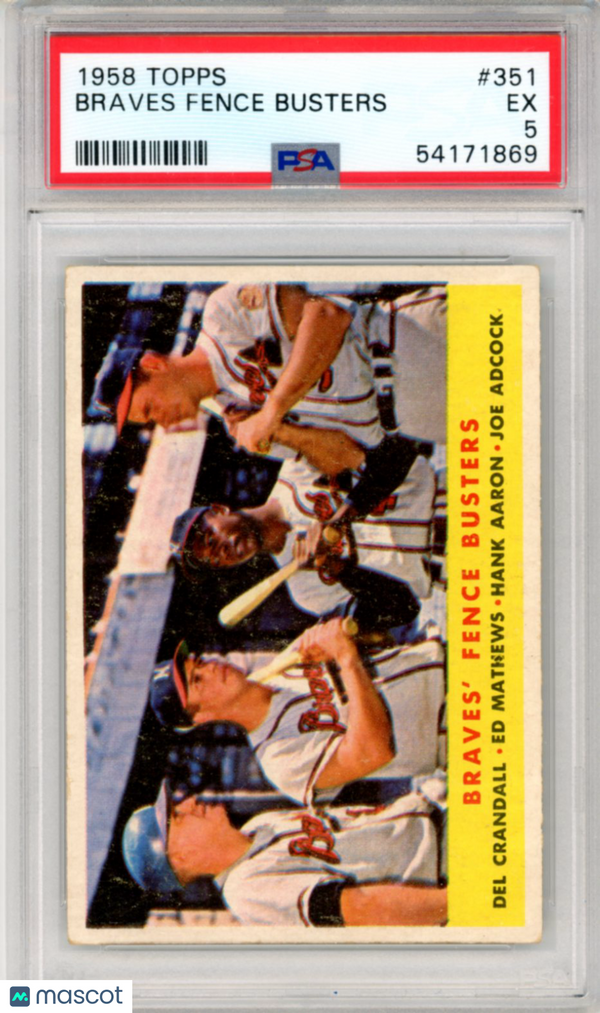 1958 Topps Braves Fence Busters #351 PSA 5 Baseball