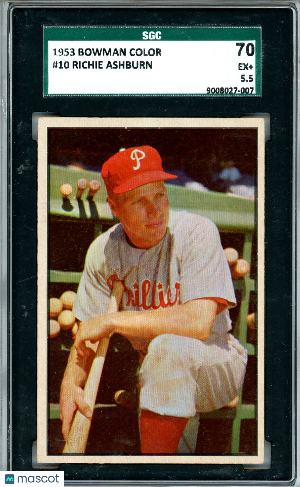 1953 Bowman Color Richie Ashburn #10 SGC 5.5 Philadelphia Phillies (Old Cert)