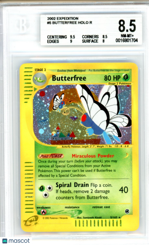 2002 Pokemon Butterfree HOLO R #5 BGS 8.5