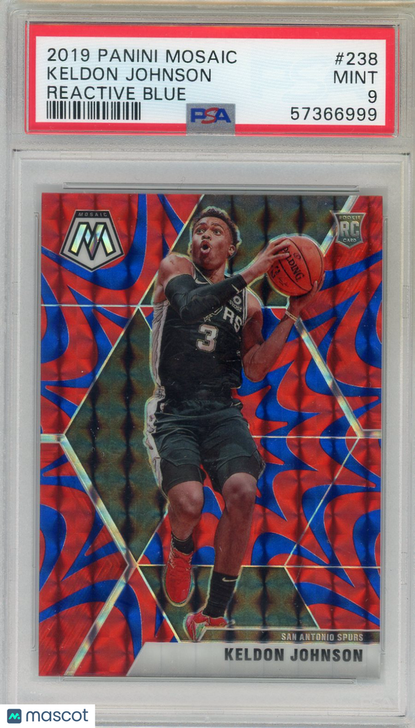 2019 Panini Mosaic Keldon Johnson Reactive Blue #238 PSA 9