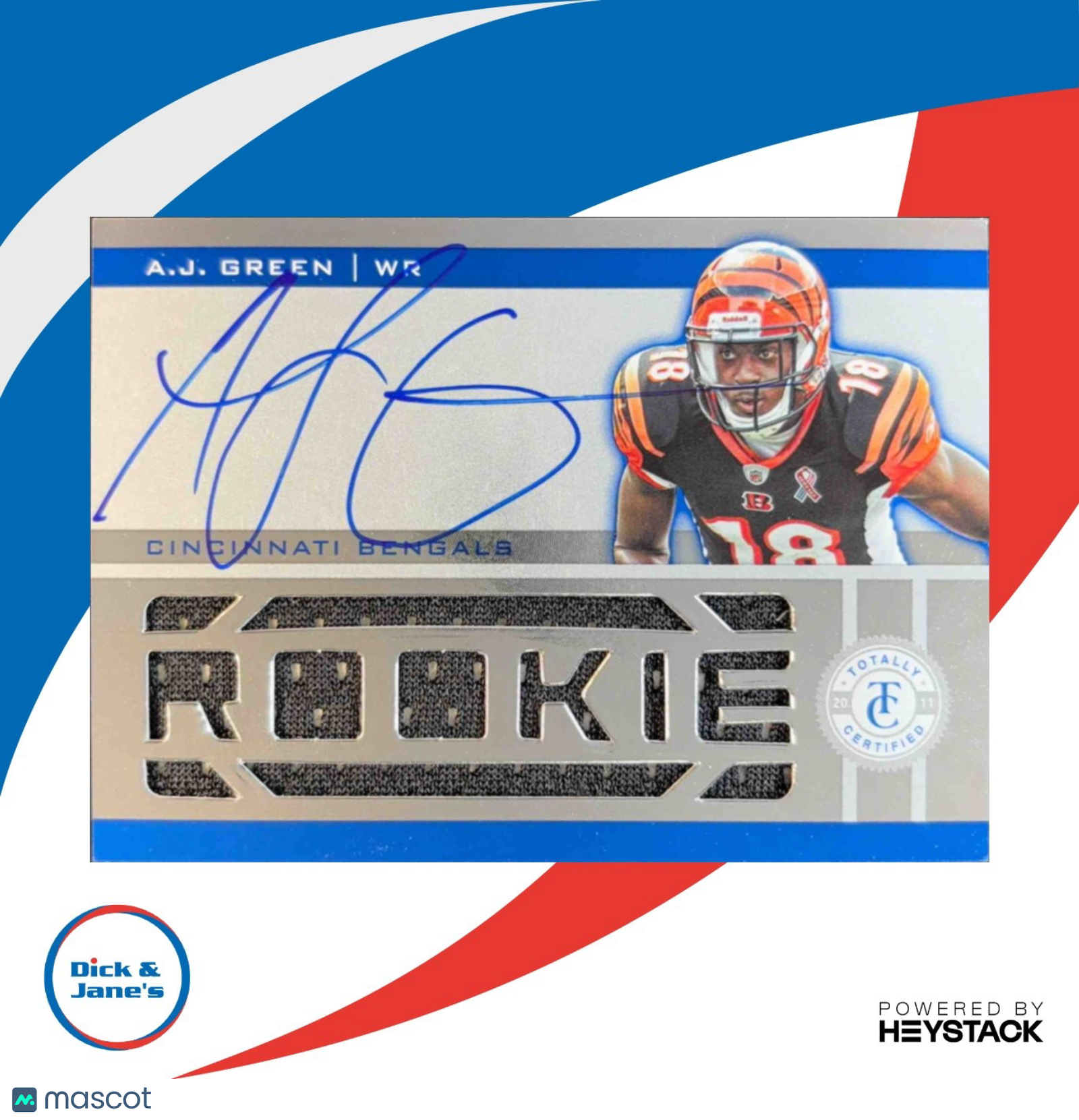 2011 Totally Certified #201 A.J. Green JSY AU /299 RC Rookie Auto Bengals
