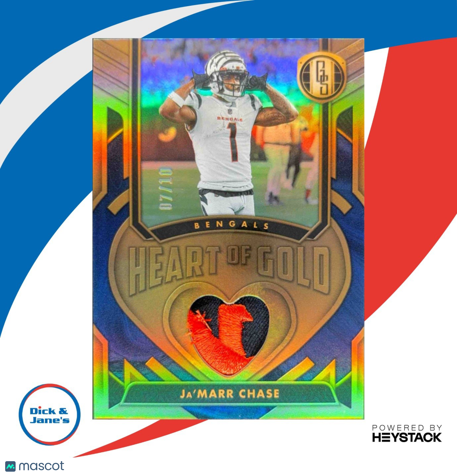 2024 Panini Gold Standard Ja'Marr Chase Heart of Threads Sapphire 7/10 Bengals