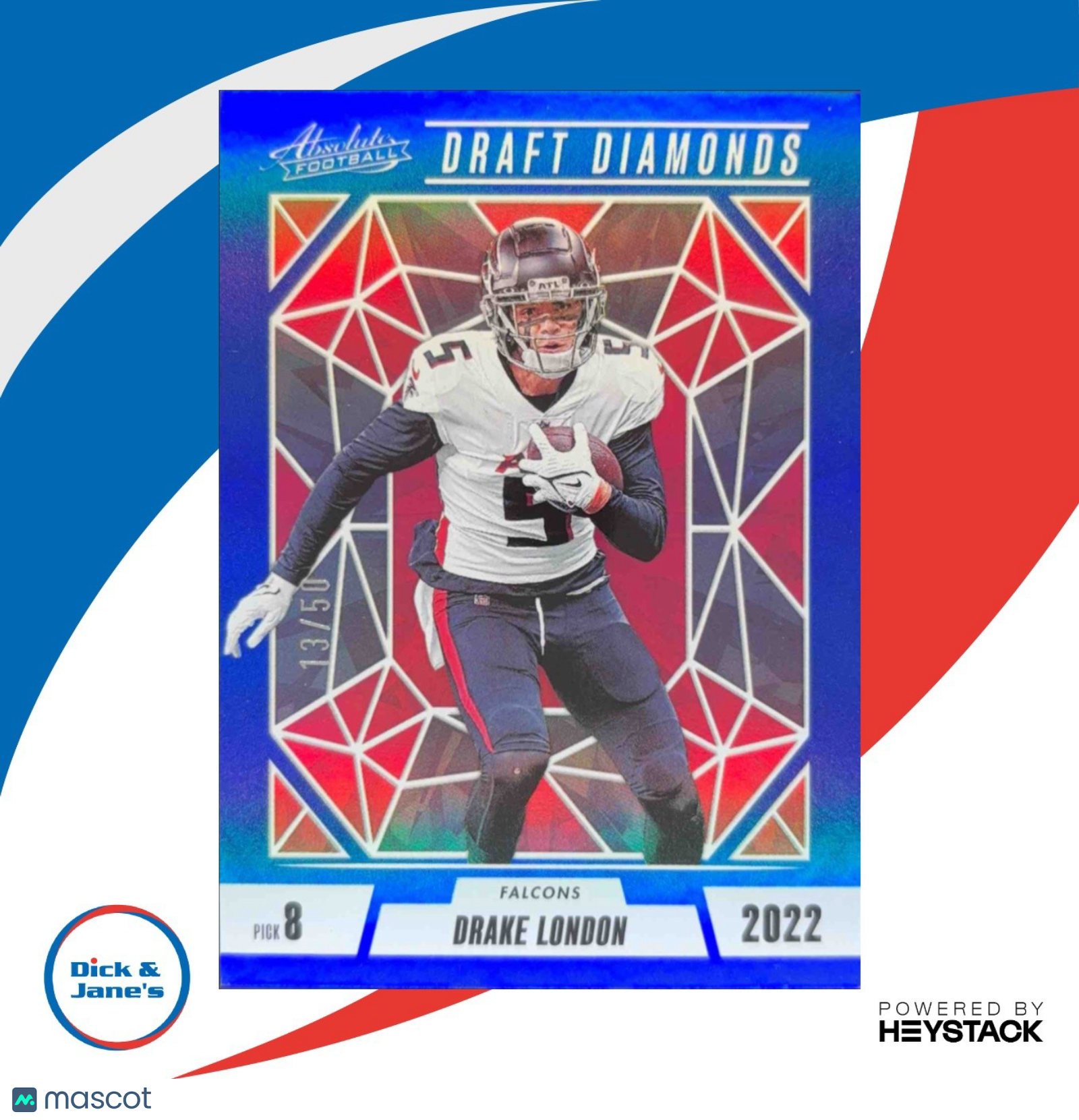 2024 Panini Absolute Drake London Draft Diamonds Blue Spectrum 13/50 #DD-DLN