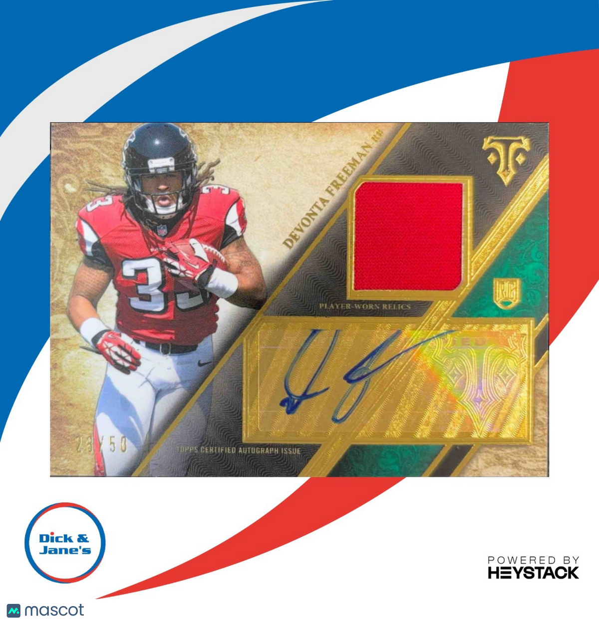 2014 Topps Triple Threads Devonta Freeman Rookie Auto Relics Emerald 28/50 RC