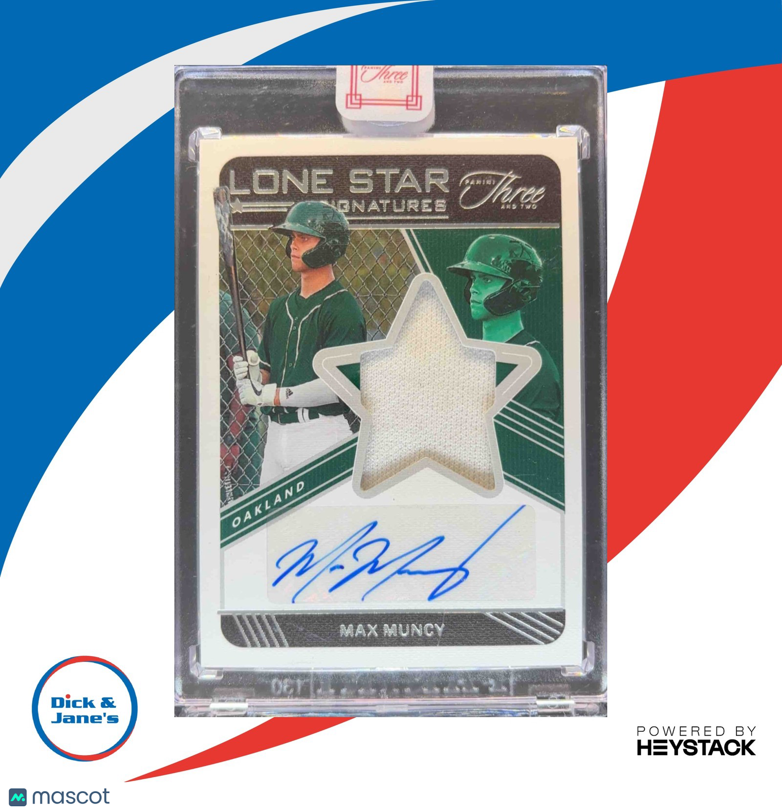 2022 Panini Three and Two Max Muncy Lone Star Signatures 14/20 Mem Auto A'S