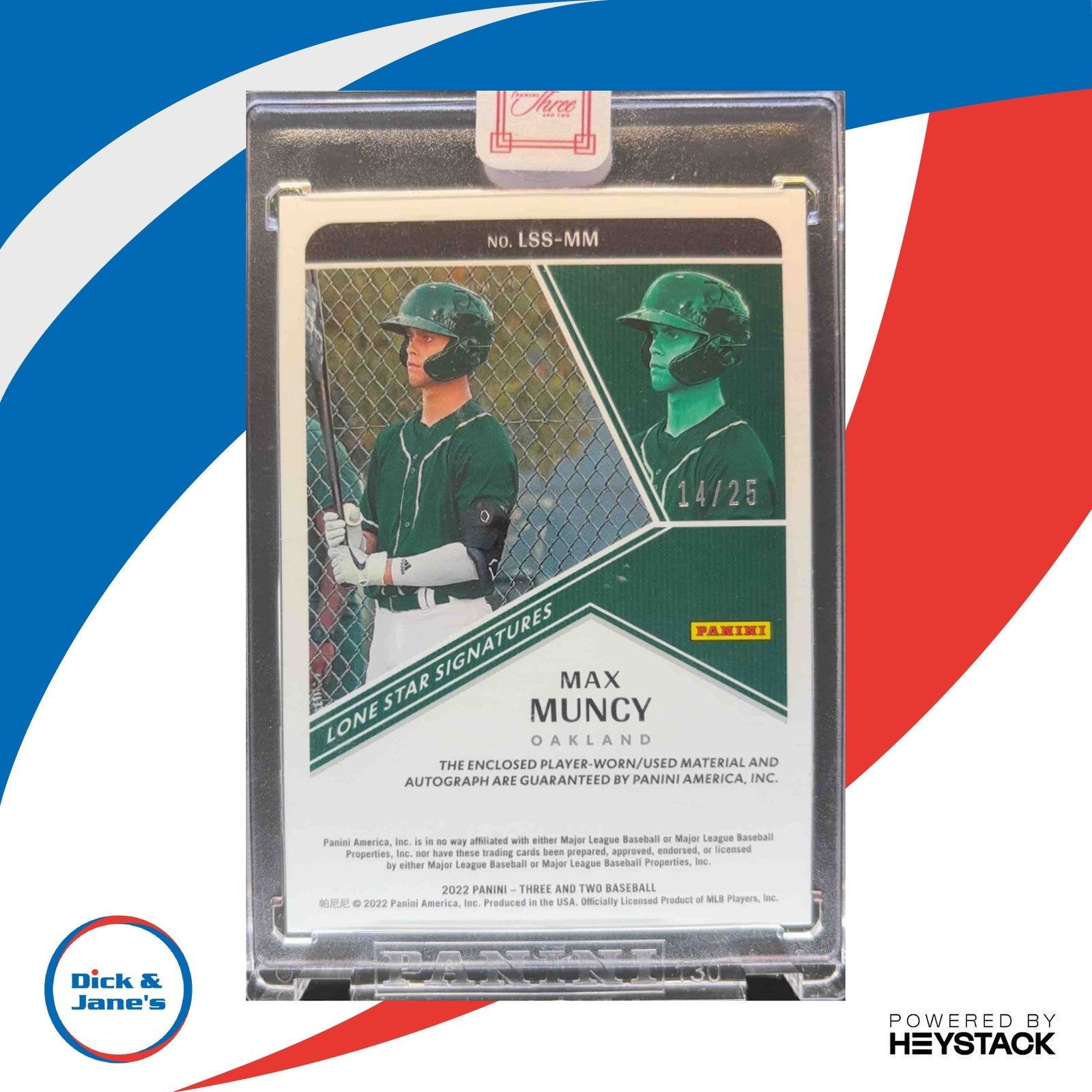2022 Panini Three and Two Max Muncy Lone Star Signatures 14/20 Mem Auto A'S
